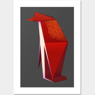 Origami Red Penguin Posters and Art